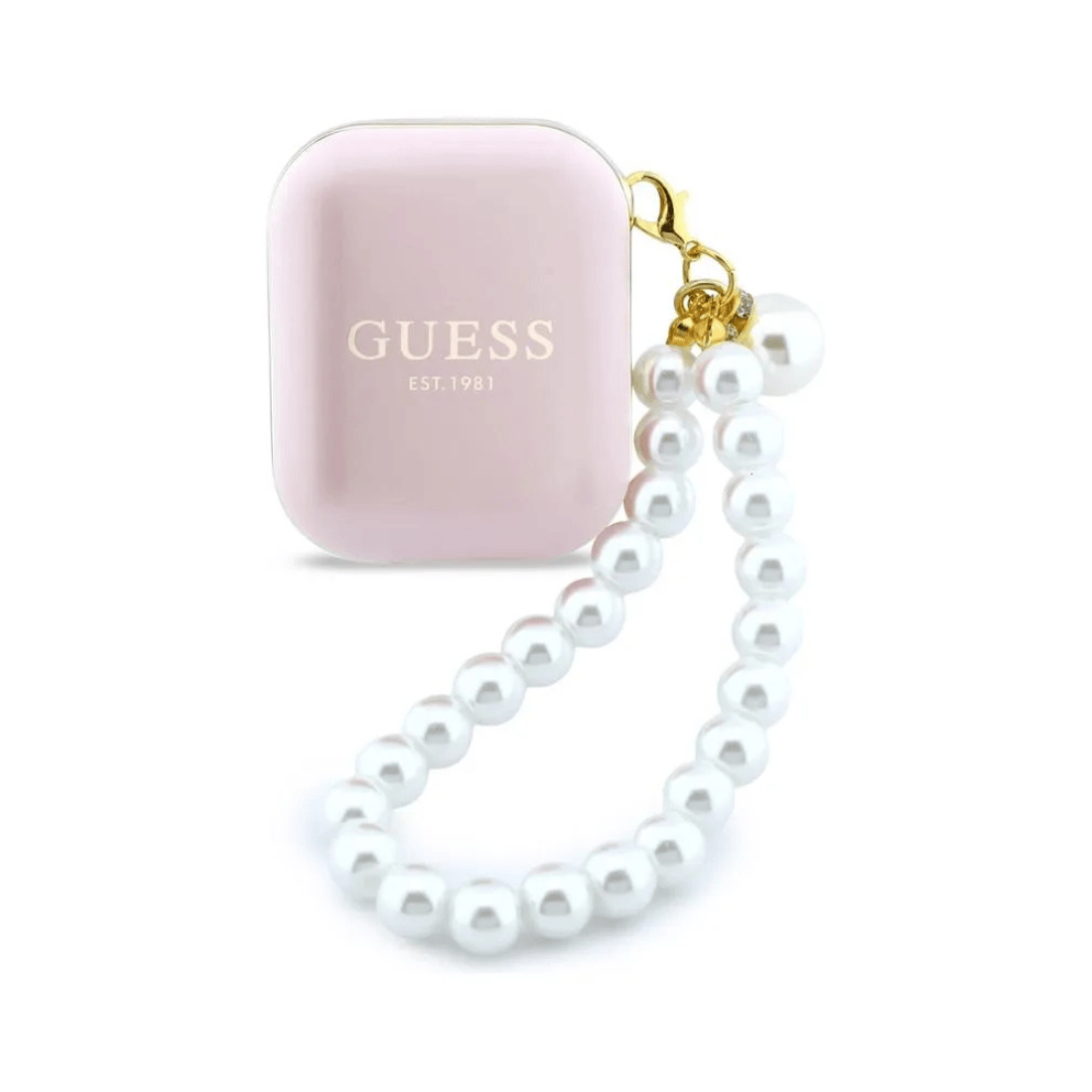Guess True Wireless Earbuds Rectangle Printed Logo Case With Pearl Strap