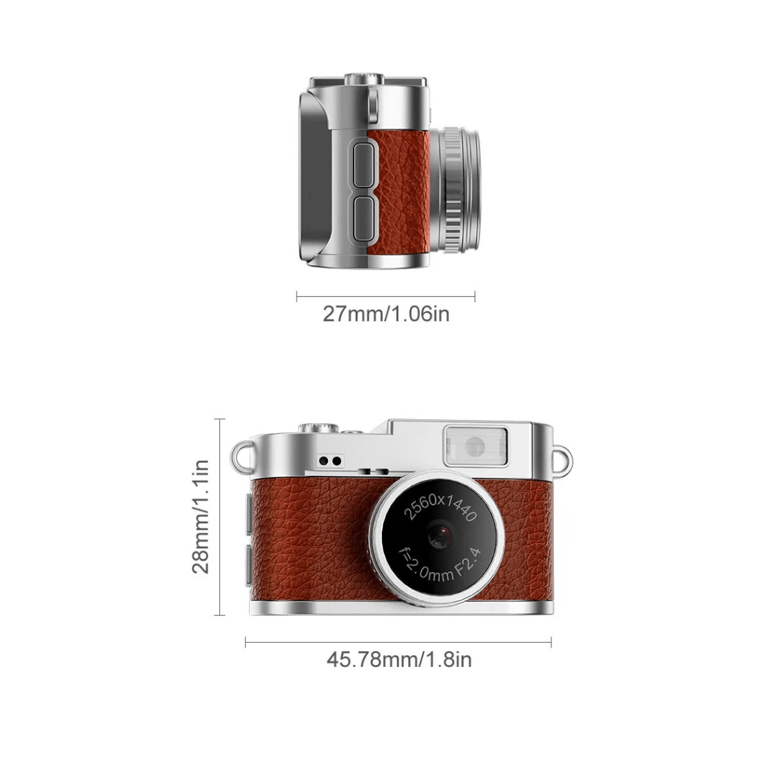 Mini Retro 1440P 2K Camera With 8GB MicroSD Card