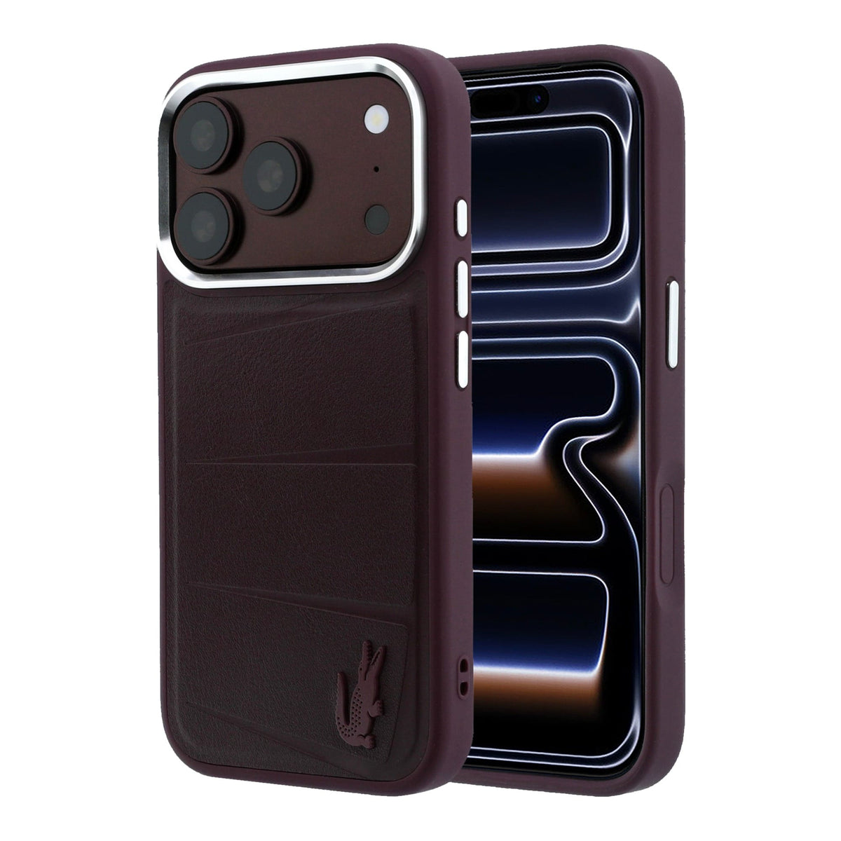 Lacoste PU Leather Lenglen Bordeaux MagSafe Case For iPhone 18 Pro Max