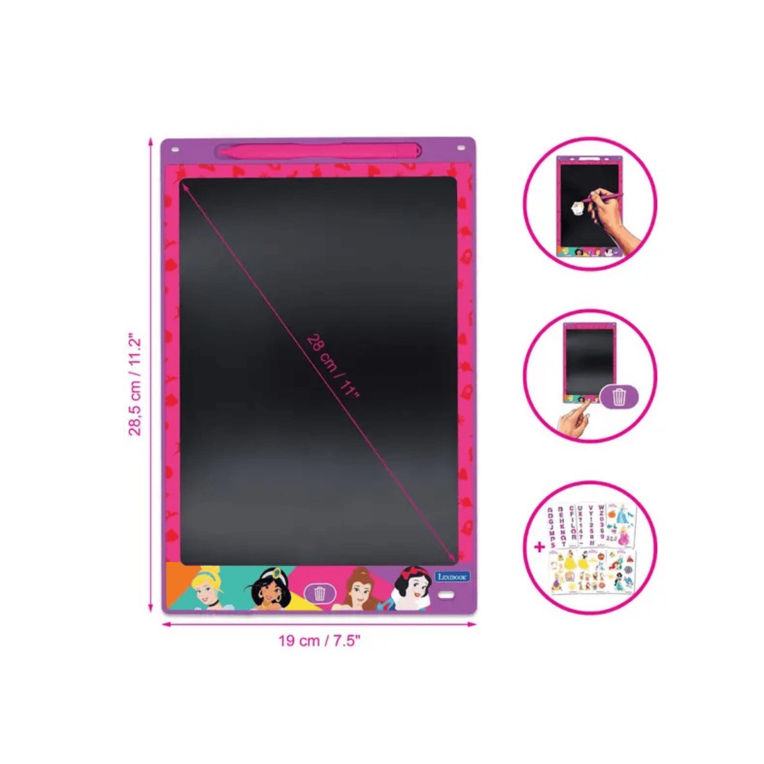 Lexibook CRT10 Series Educational Multicolor E-ink Drawing Tablet | 28cm With Stencils