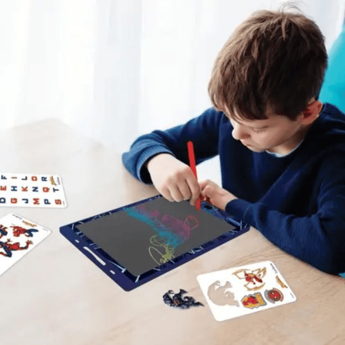 Lexibook CRT10 Series Educational Multicolor E-ink Drawing Tablet | 28cm With Stencils