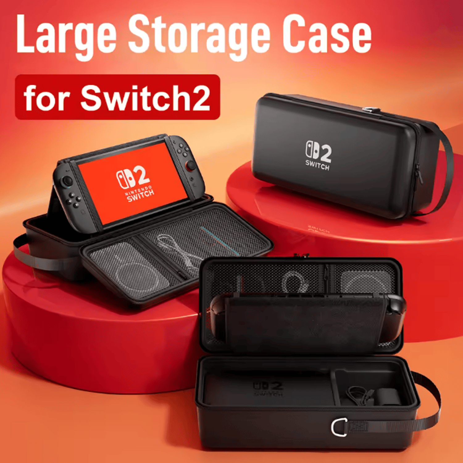 Large Capacity Carrying Case for Nintendo Switch 2 with Card Slots & Screen Protector