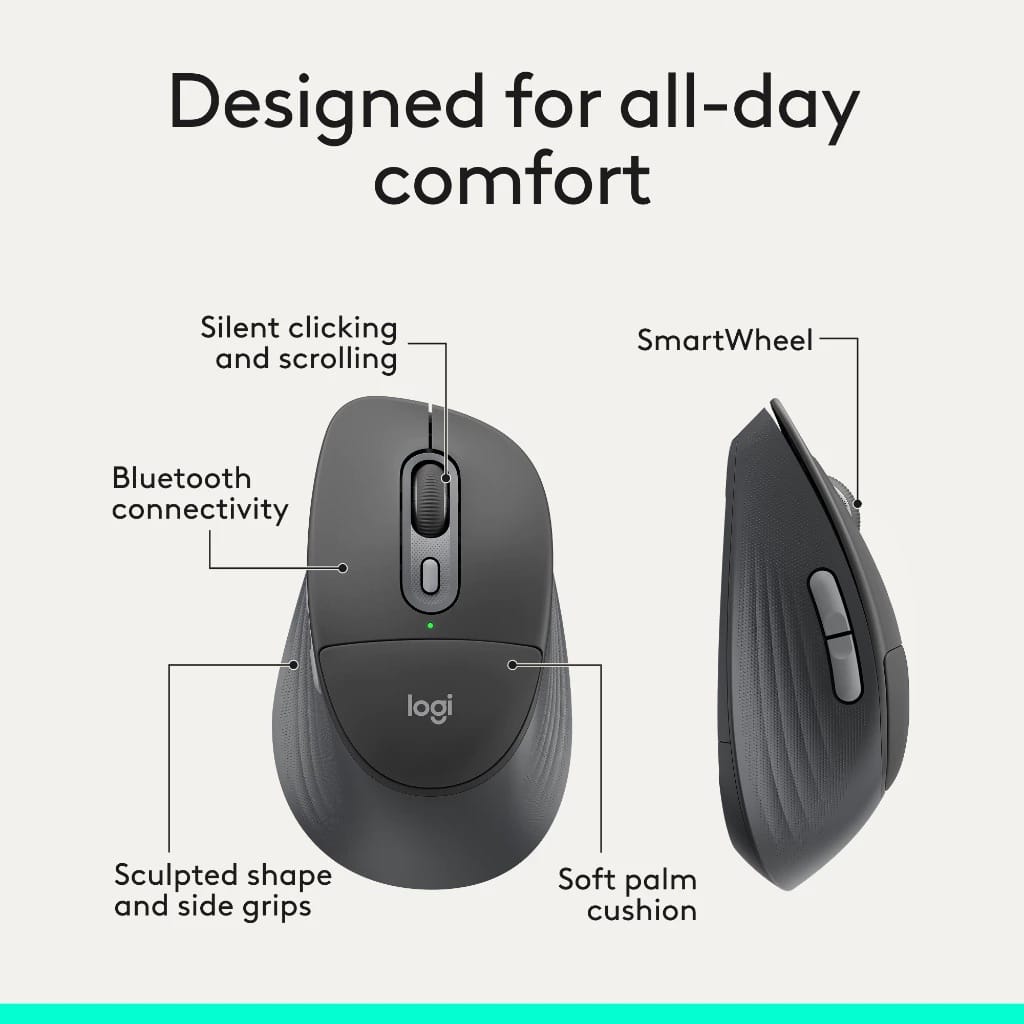 Logitech Signature Comfort Plus M850 L | Wireless Bluetooth Mouse With Palm Cushion For Enhanced Comfort