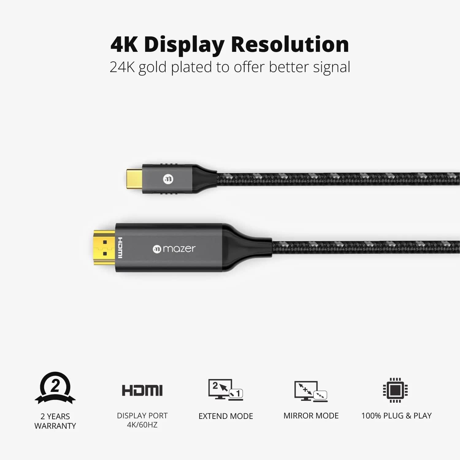 Mazer Infinite.Multimedia USB-C to 4K/60Hz HDMI 2m Cable