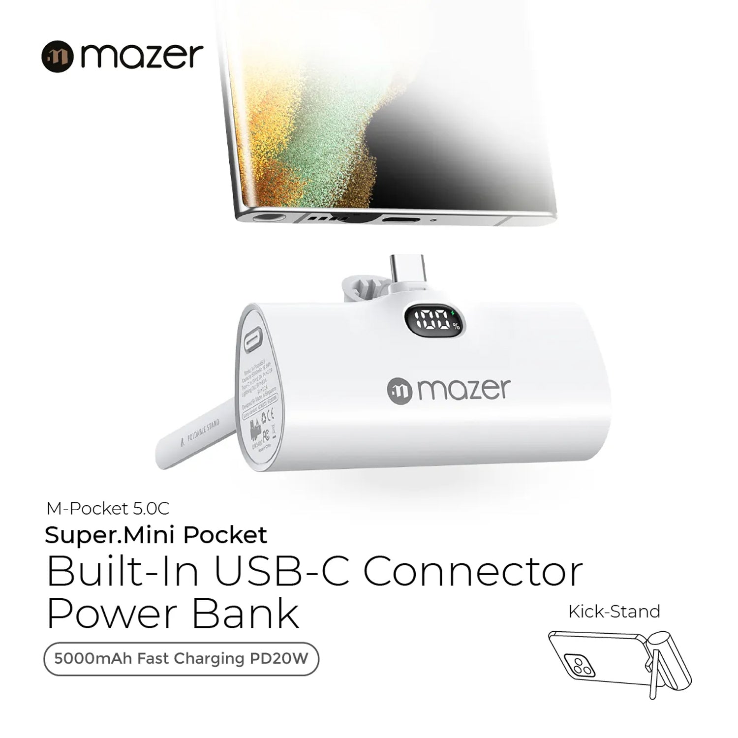 Mazer PowerCharge SuperMini 5,000mAh PowerBank with Direct-Charge USB-C