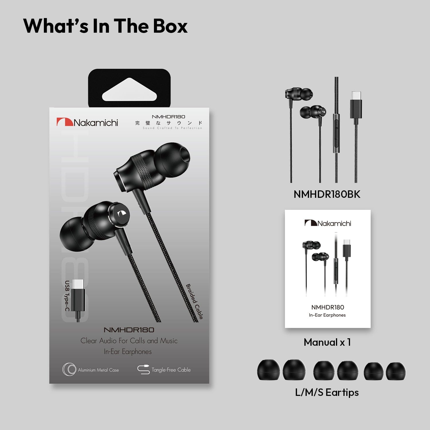 Nakamichi HDR180 Type C Wired In-Ear Earphones With Microphone