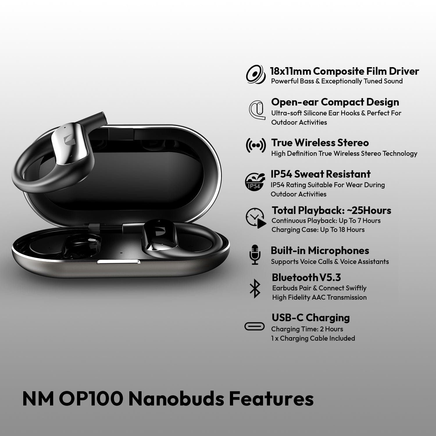 Nakamichi OP100 Open Ear True Wireless Earbuds