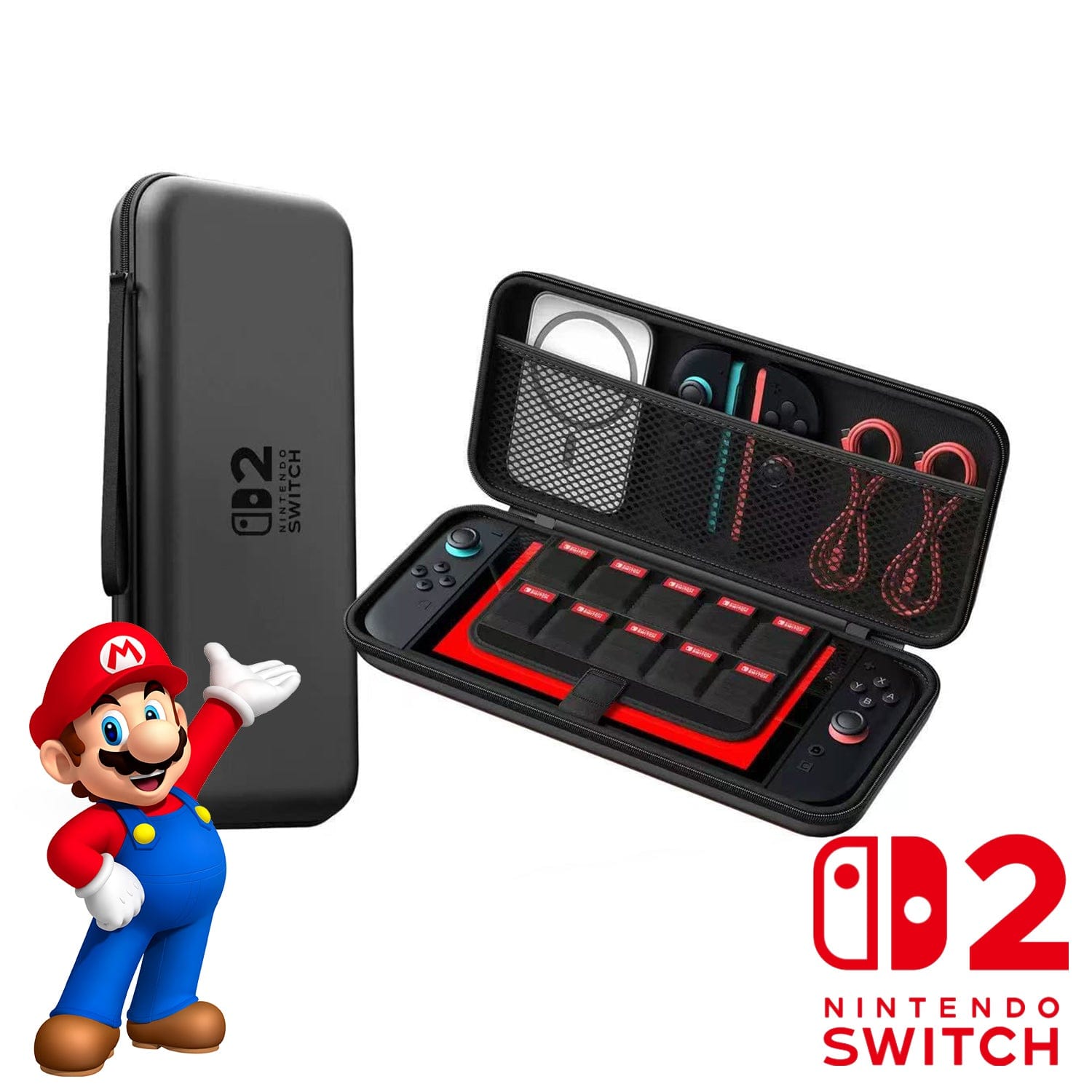 No Brand Carrying Case for Nintendo Switch 2 with Card Slots & Screen Protector