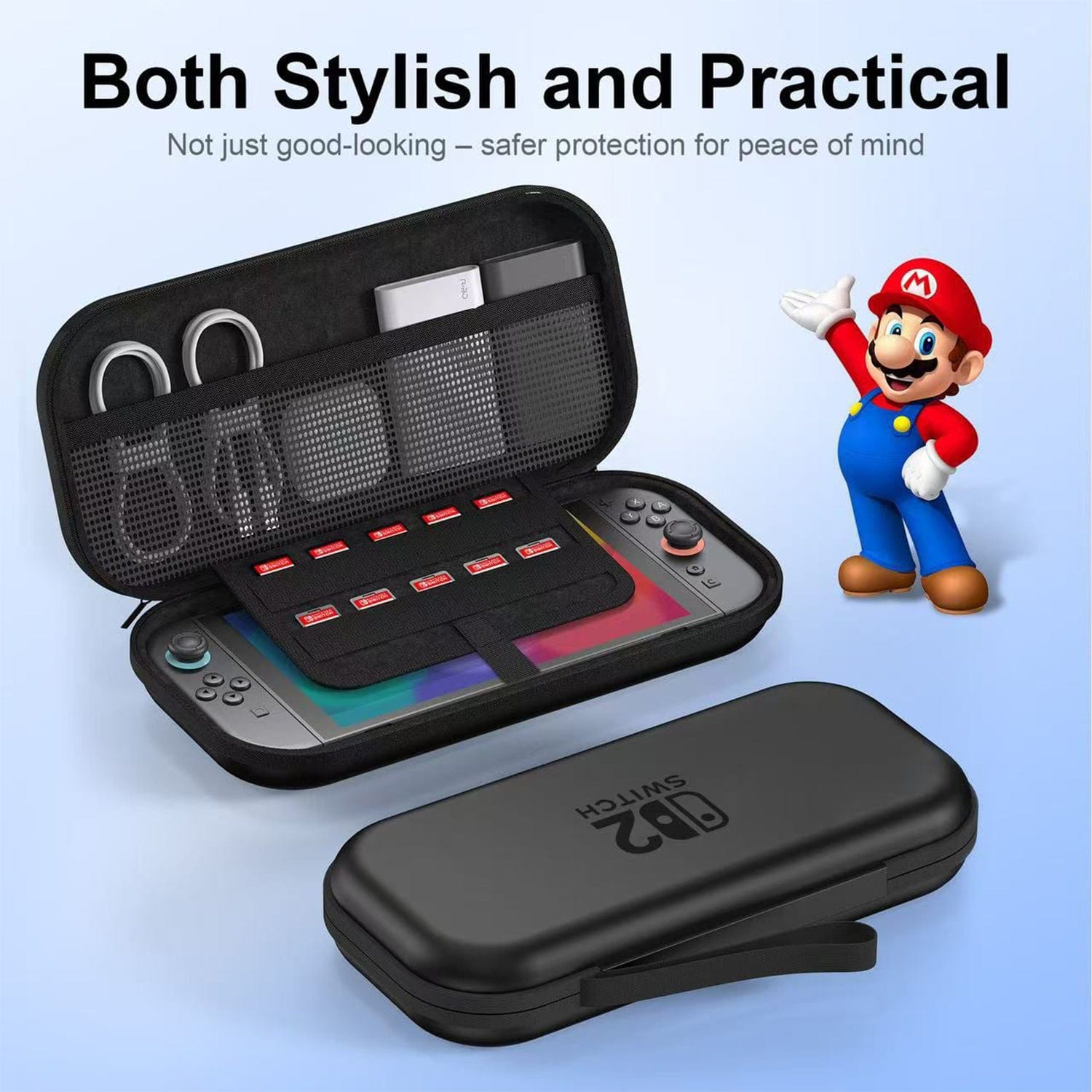 No Brand Carrying Case for Nintendo Switch 2 with Card Slots & Screen Protector