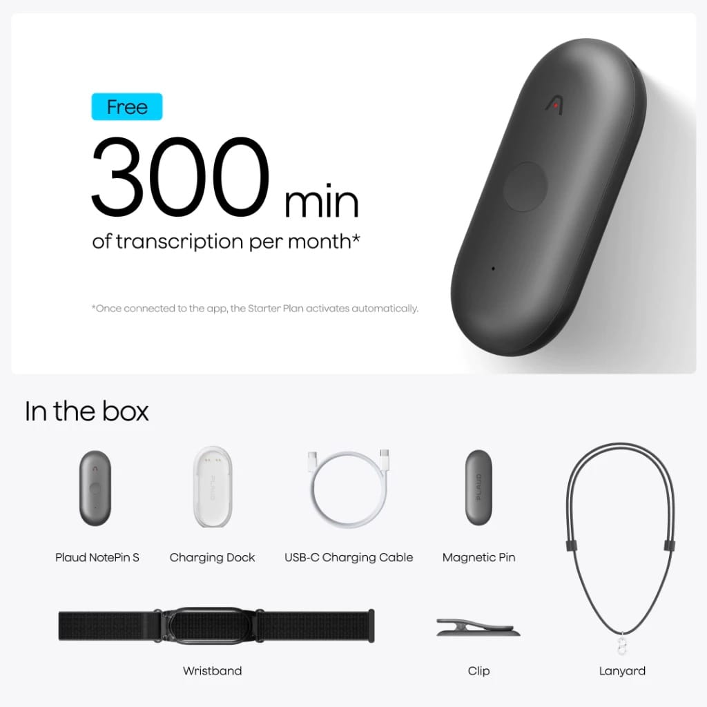 PLAUD.AI NotePin S Wearable AI Voice Recorder