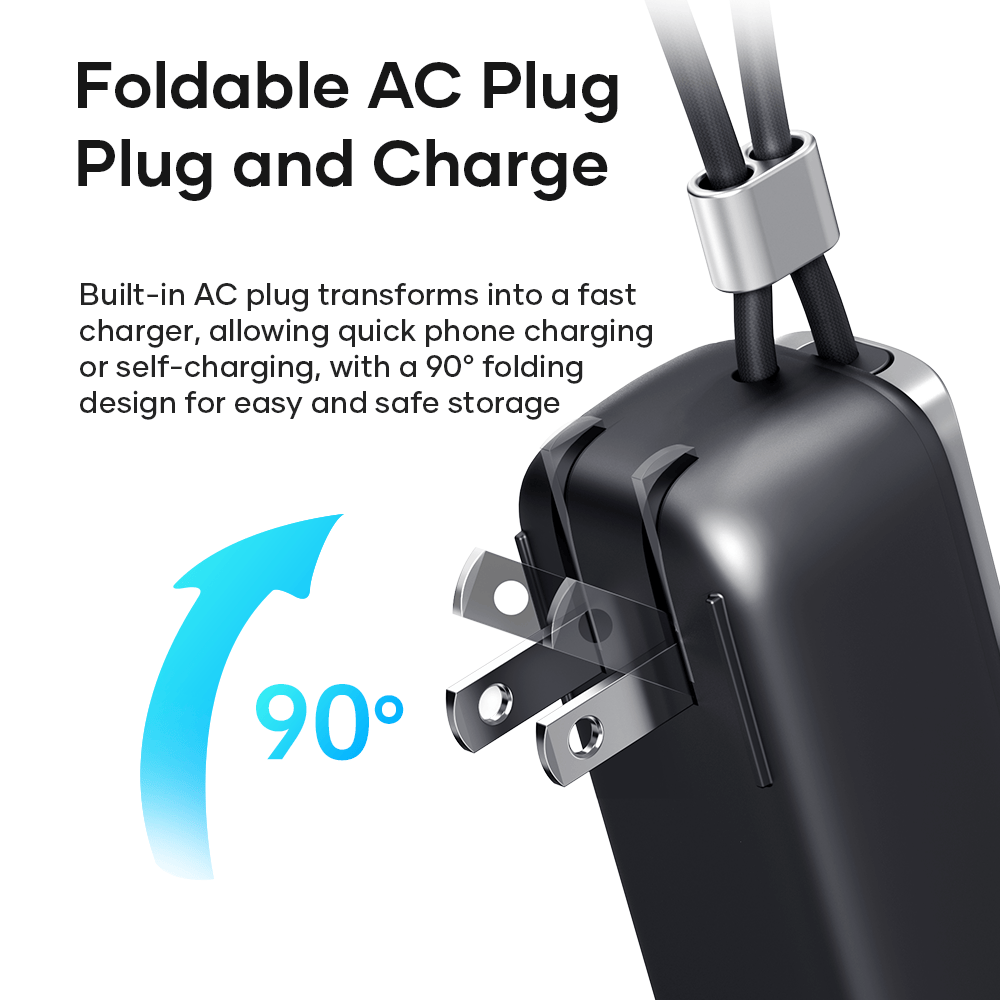 ROCK Portable 5,000 mAh Power Bank with GaN PD30W Wall Charger