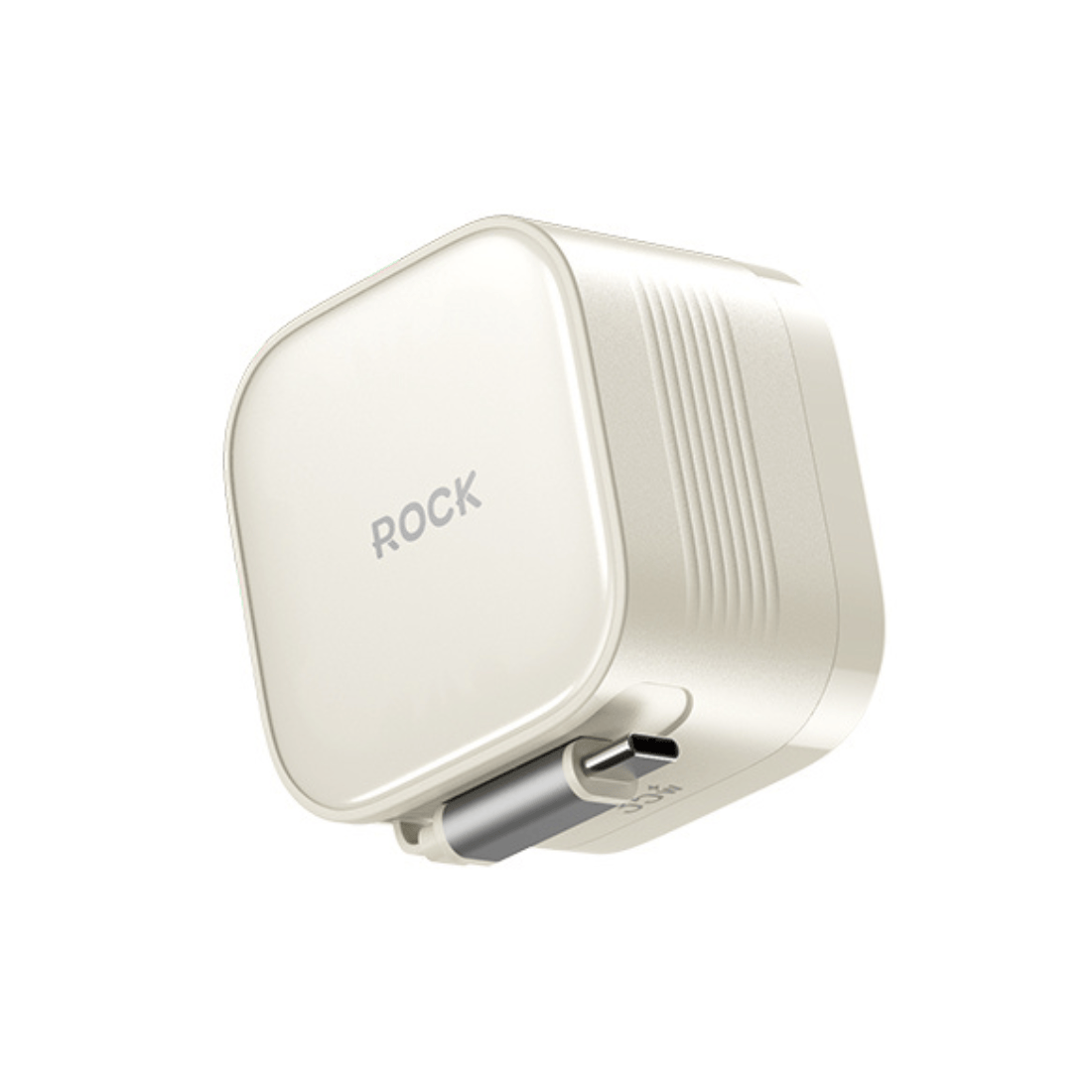 ROCK T90 35W GaN Wall Charger with Built-in Retractable Type-C Cable