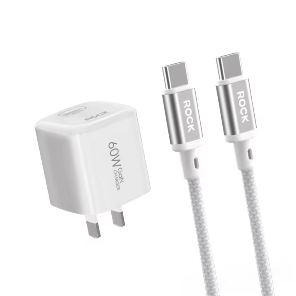 ROCK T89 GaN PD 60W Charger With Type-C Fast Charging Cable