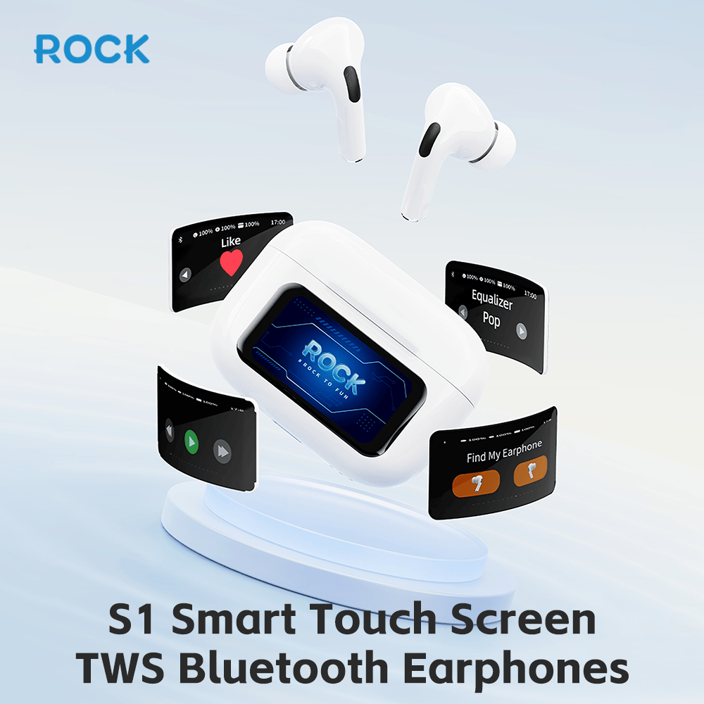 ROCK S1 Smart Touch Screen True Wireless Bluetooth Earphones