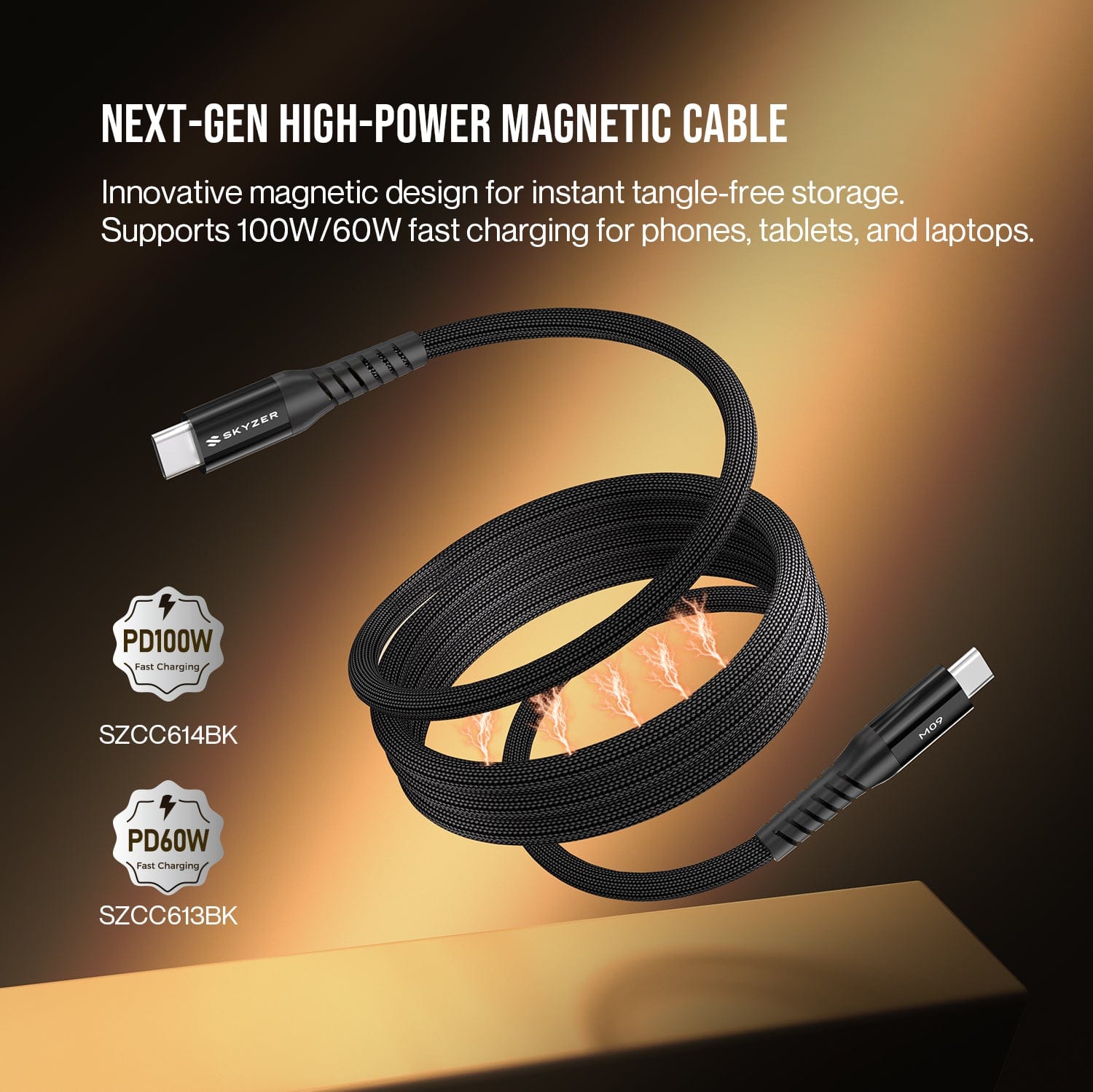 Skyzer CC613/614 MagSync Cable 60W/100W Type C To C 1.2M