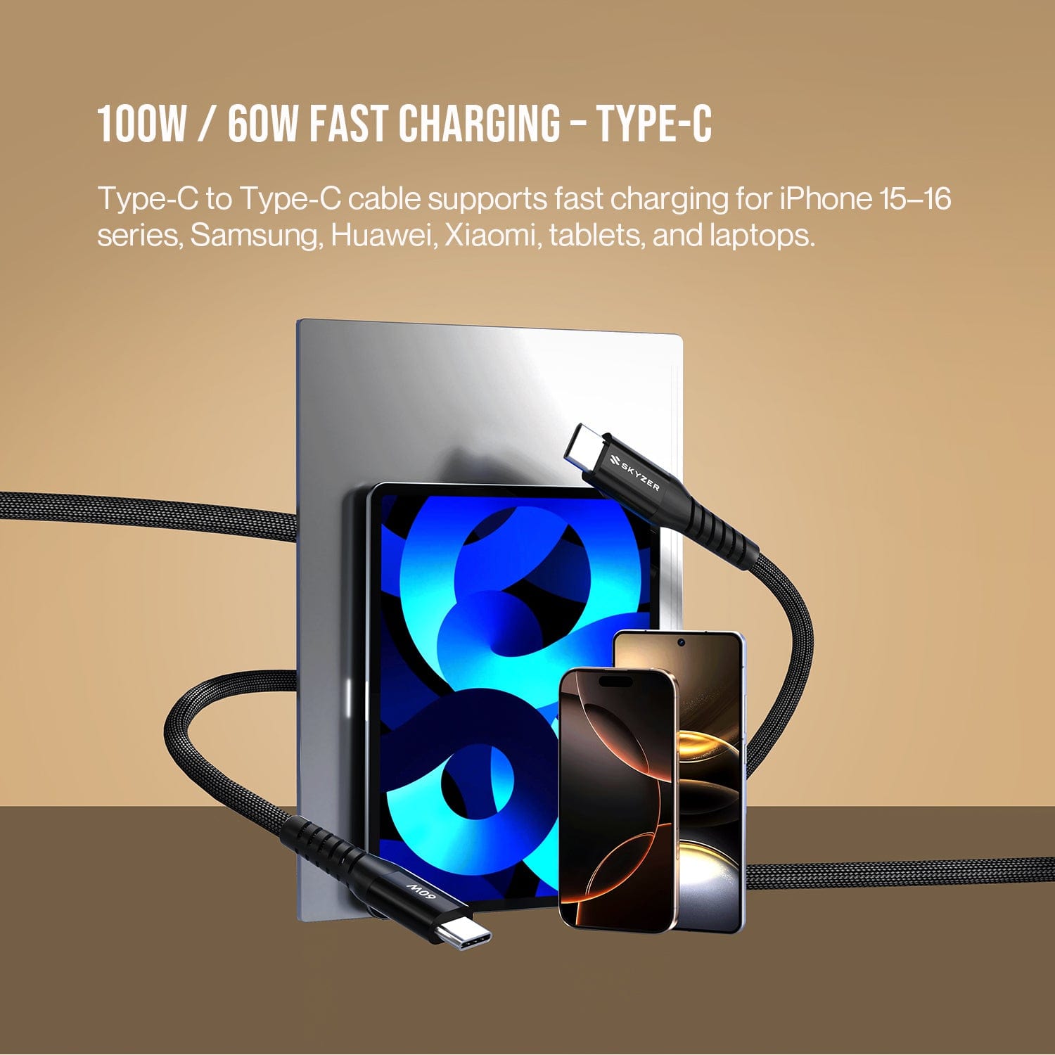 Skyzer CC613/614 MagSync Cable 60W/100W Type C To C 1.2M