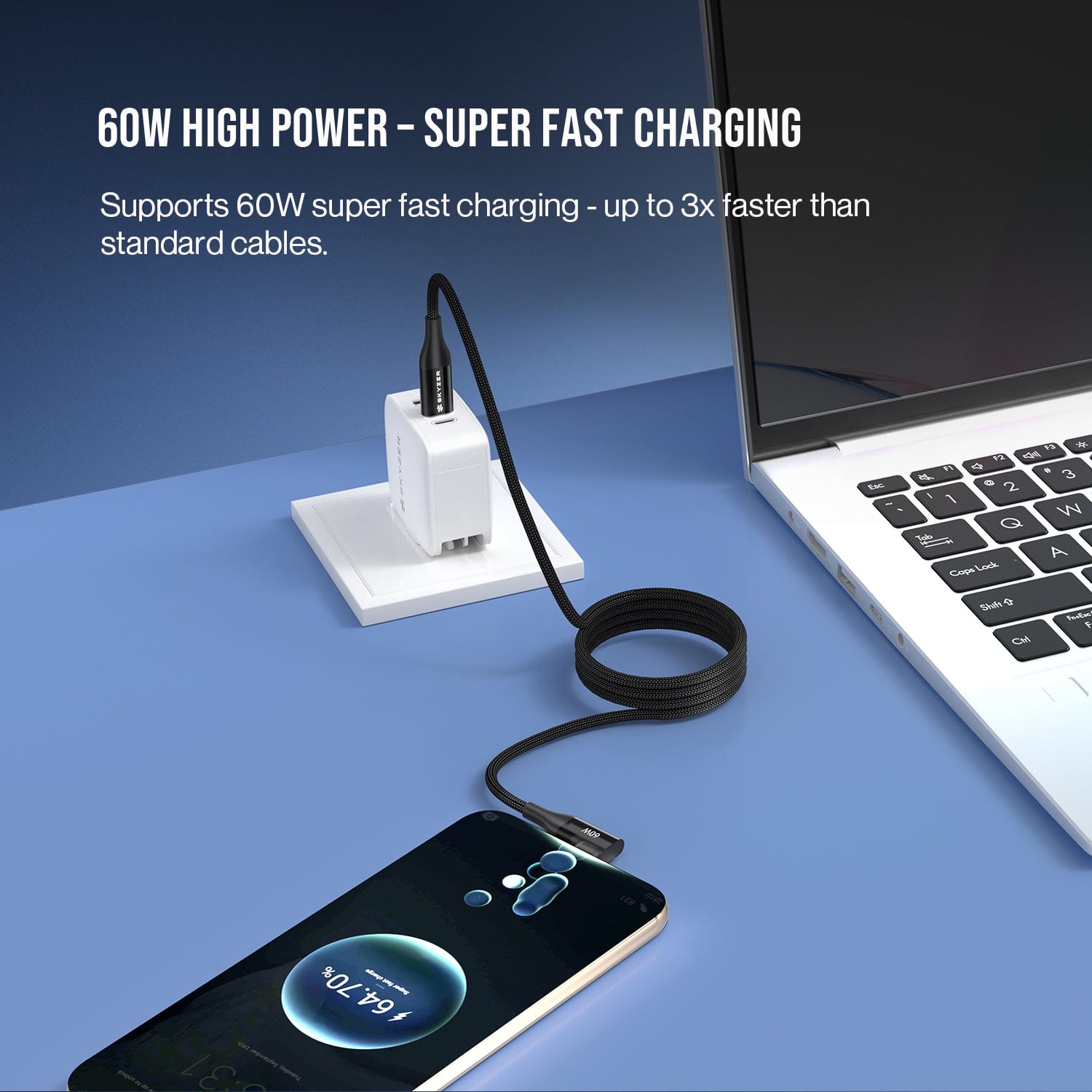 Skyzer CC615 MagSync Cable 60W Type C Right angle to Type C 1.2M