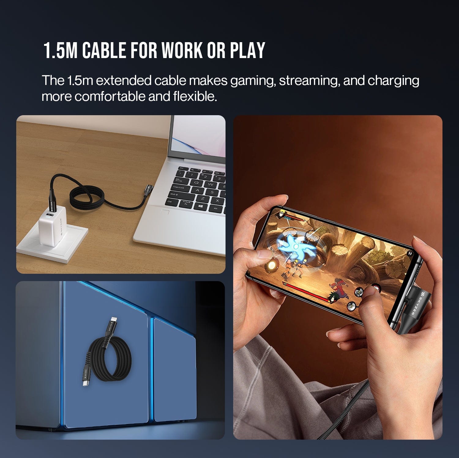 Skyzer CC615 MagSync Cable 60W Type C Right angle to Type C 1.2M