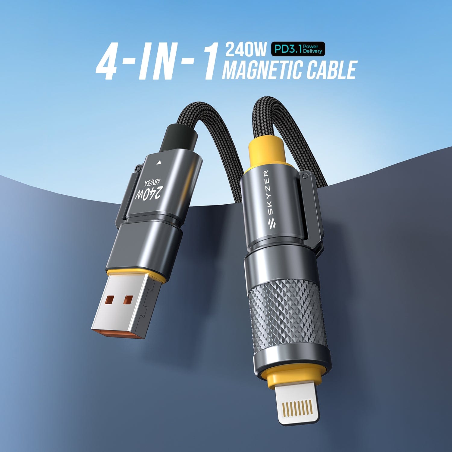 Skyzer CC616 MagSync Cable 240W 4-in-1 Cable 1.2M