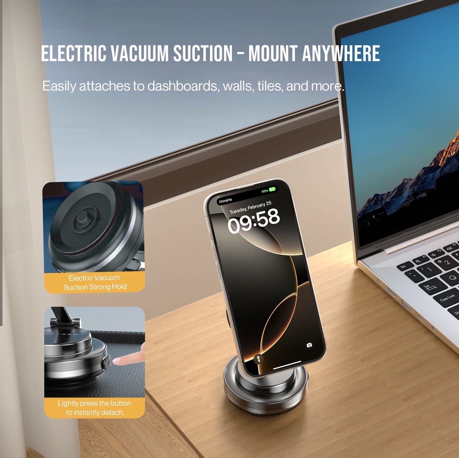 Skyzer CC618 Electric Magnetic Suction Vacuum Phone Holder