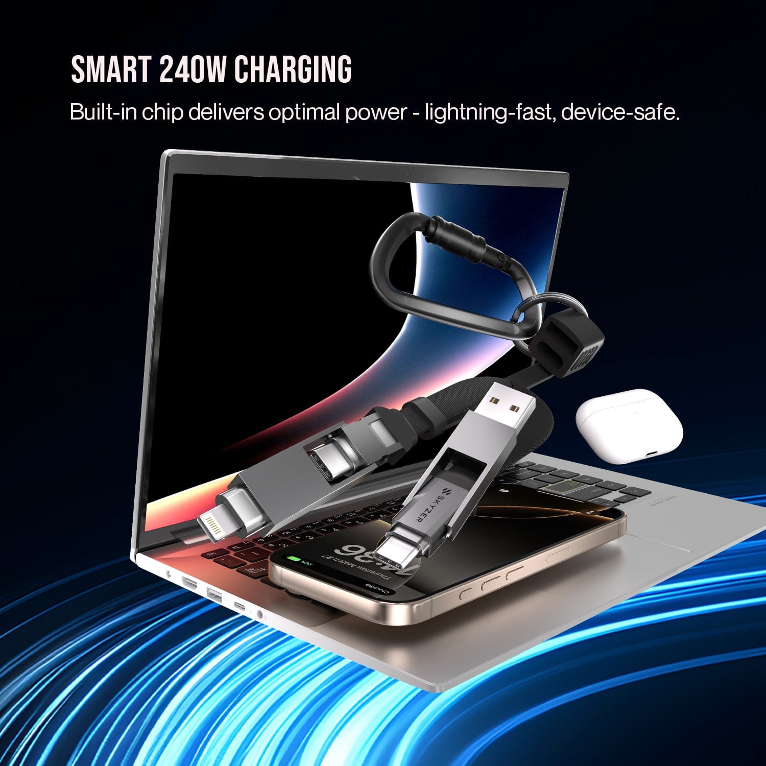 Skyzer 240W 4In1 Mag 18cm Cable Grey