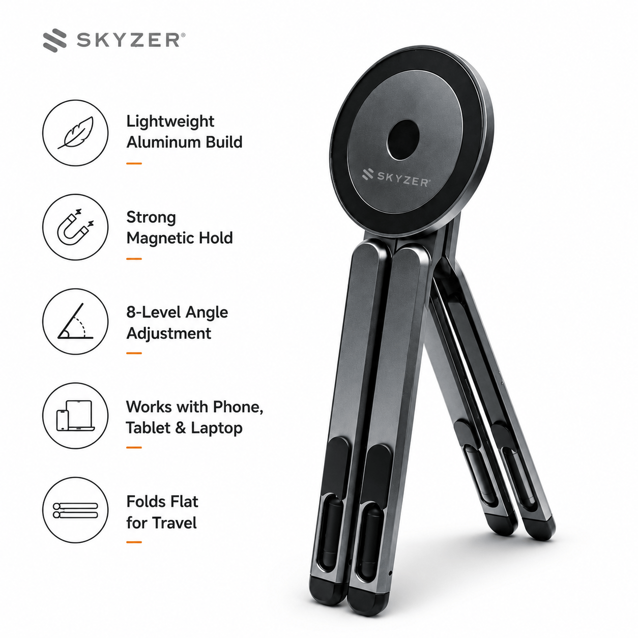 SKYZER MAC102 | Multi-Purpose Travel Laptop & Smartphone Stand