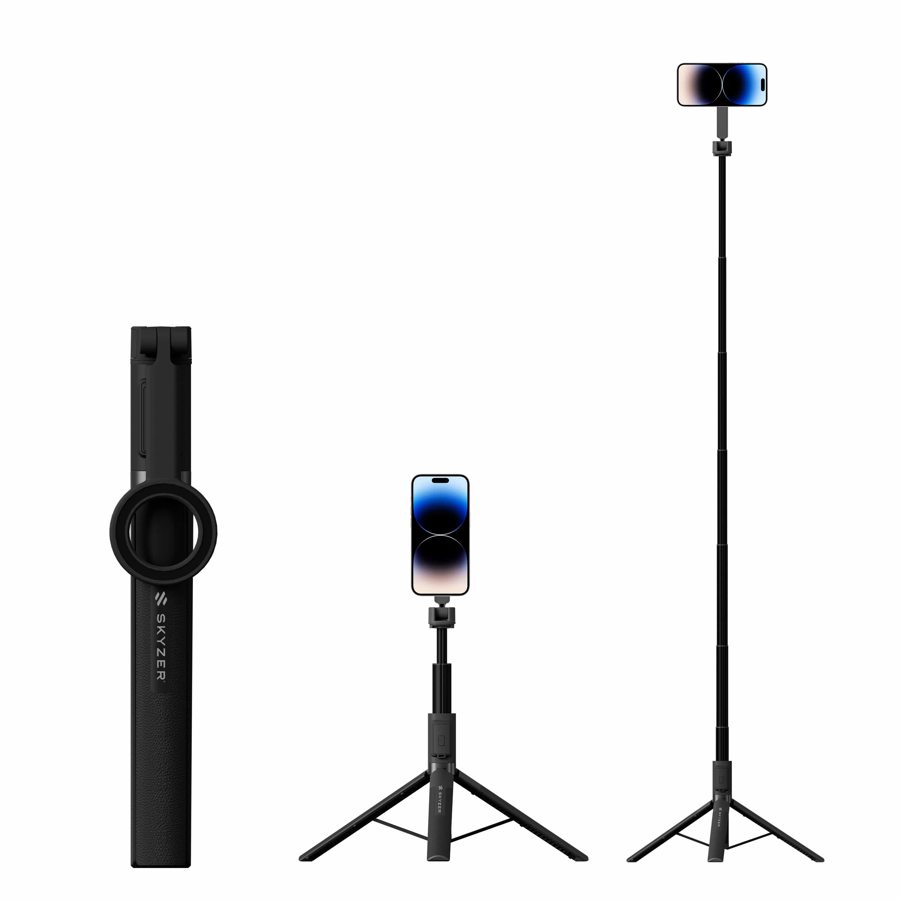 SKYZER MAC111 | Extra-Long Dual-Sided Magnetic Selfie Stick & Professional Tripod