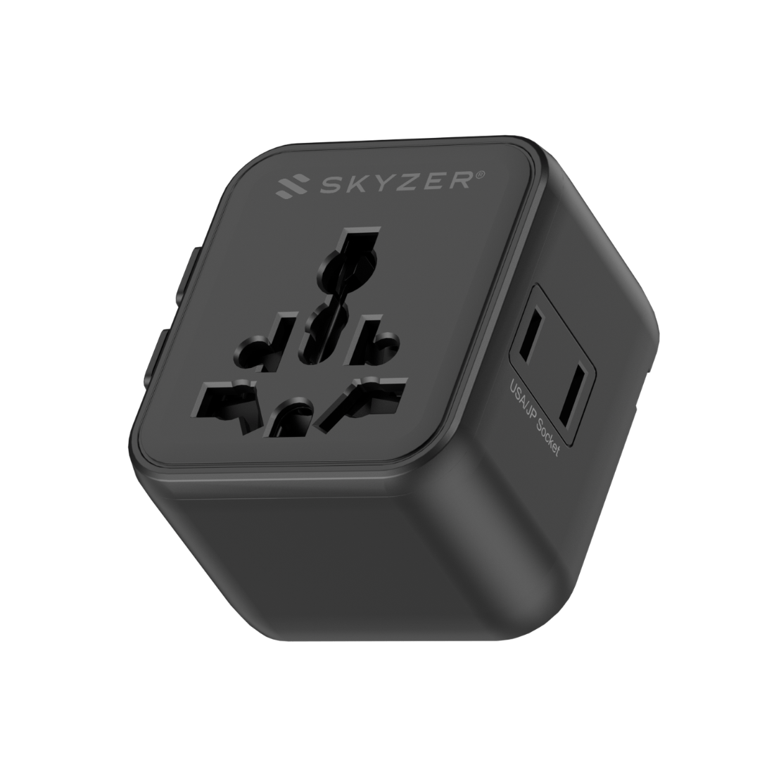 SKYZER PD151BK | Ultra-Slim Multi-Nation Travel Adapter with Dual AC Sockets