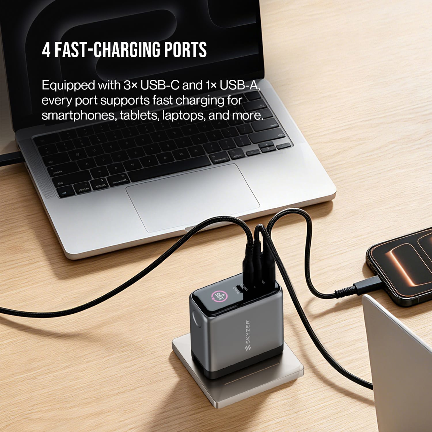SKYZER PD173GY | 165W Display GaN Universal Travel Charger