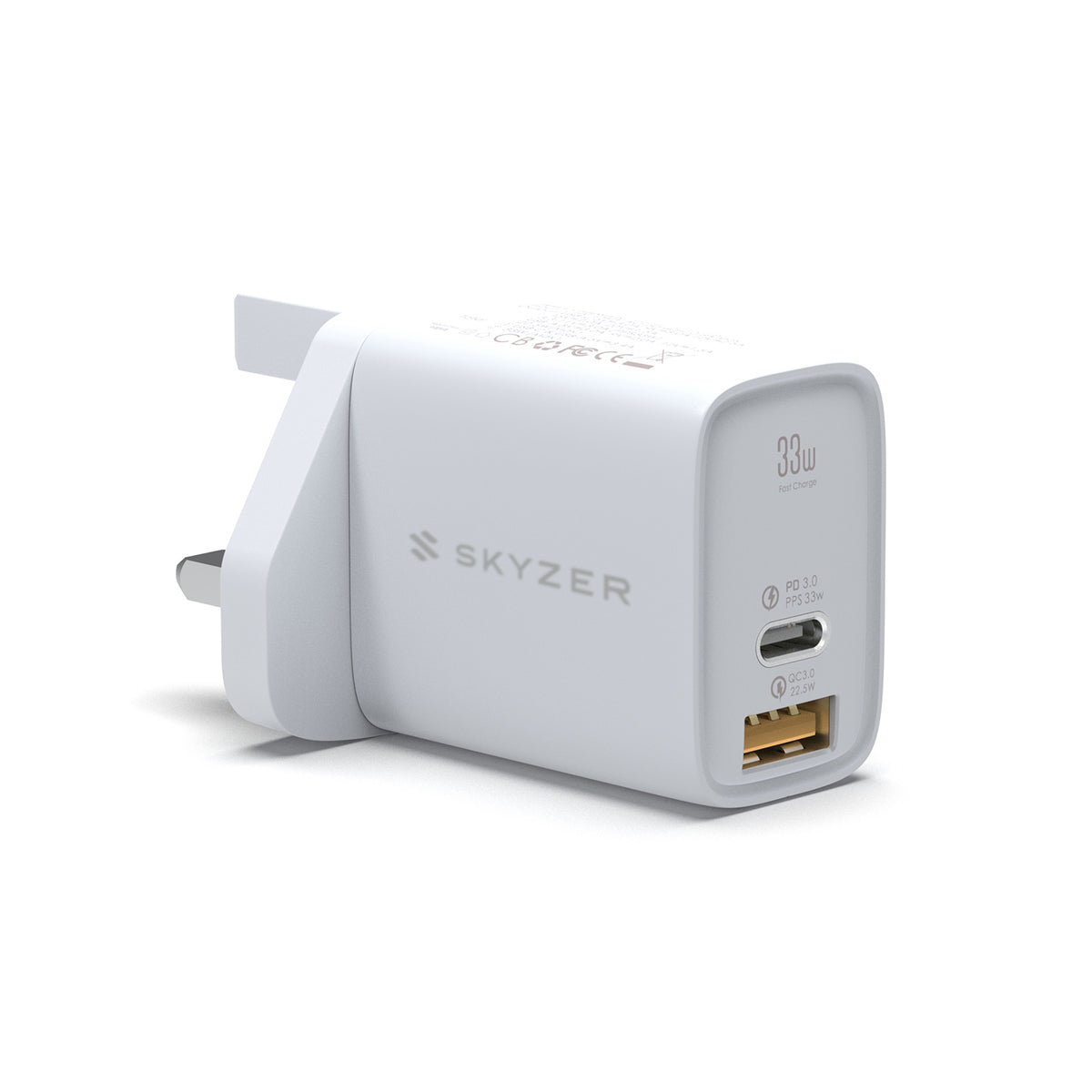 Skyzer PD157 SpeedPro 33W Fast Charging Wall Charger with 1 USB-C + 1 USB-A Port