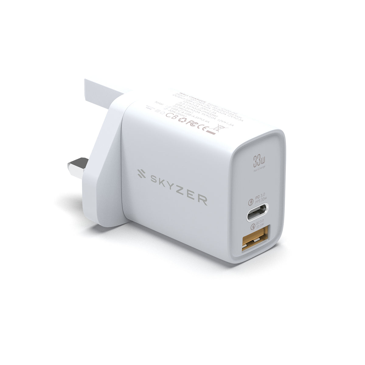 Skyzer PD157 SpeedPro 33W Fast Charging Wall Charger with 1 USB-C + 1 USB-A Port
