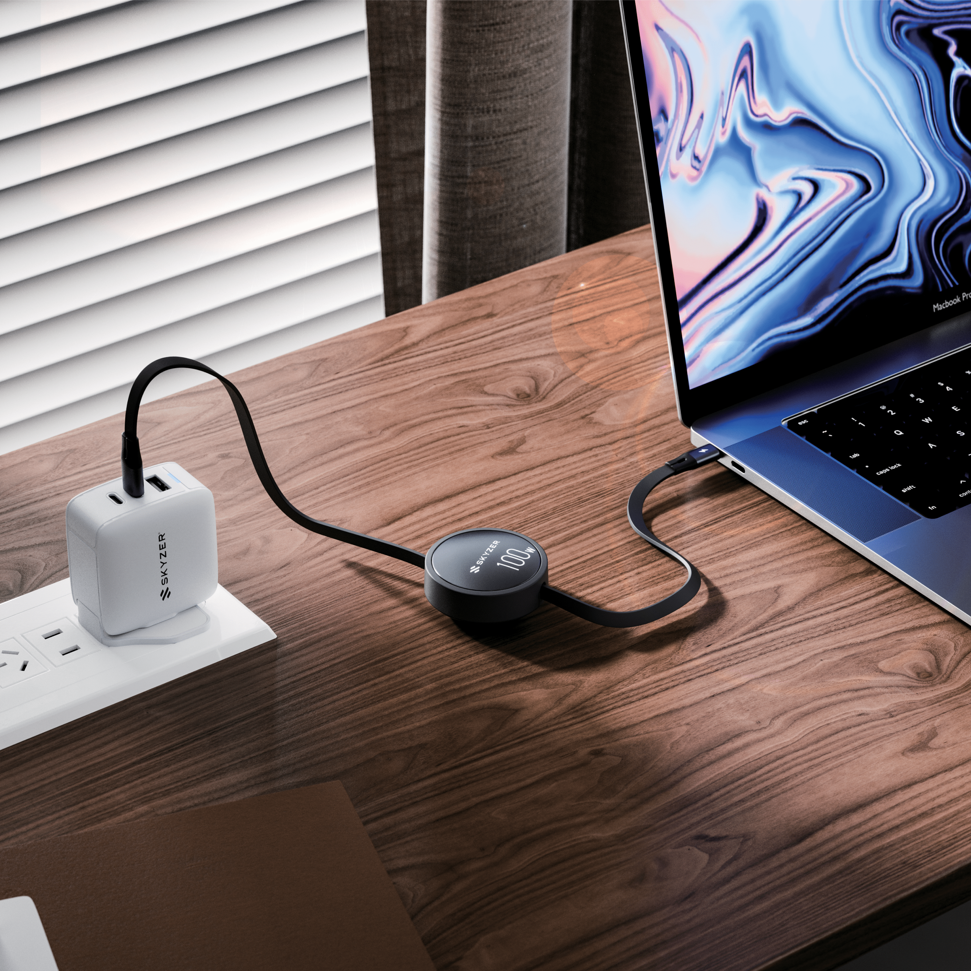 Skyzer SZRC100 PD100W Retractable Fast Charging Cable (Type-C to Type-C)