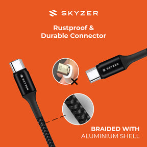 Skyzer 100W Premium USB-C to USB-C Braided Nylon Cable