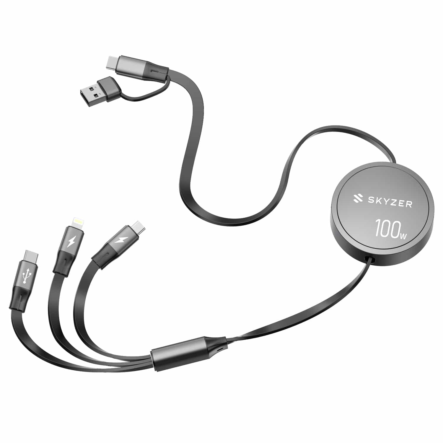 Skyzer SZRC200 PD100W 3-In-2 Retractable Fast Charging Cable