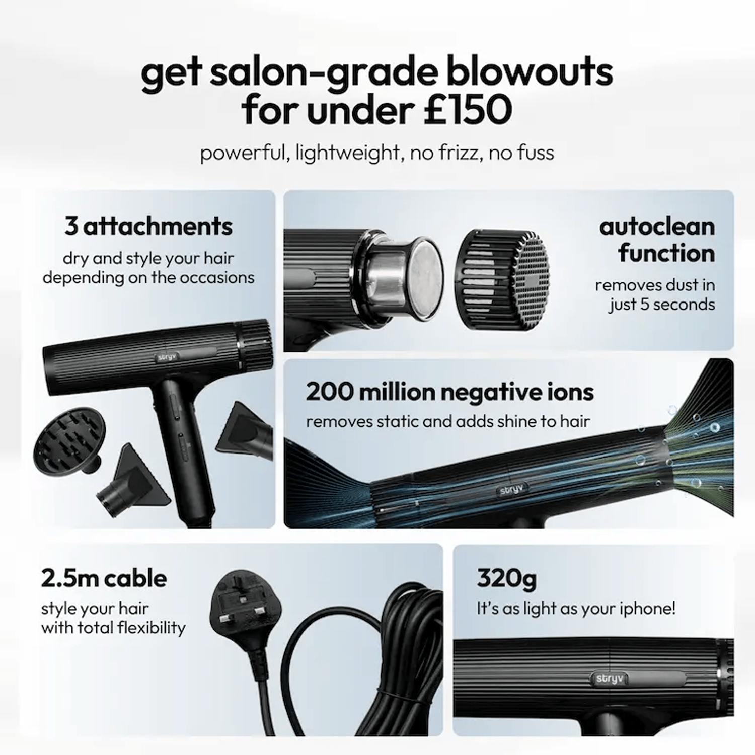 Stryv Professional Salon Grade Bladeless Hair Dryer