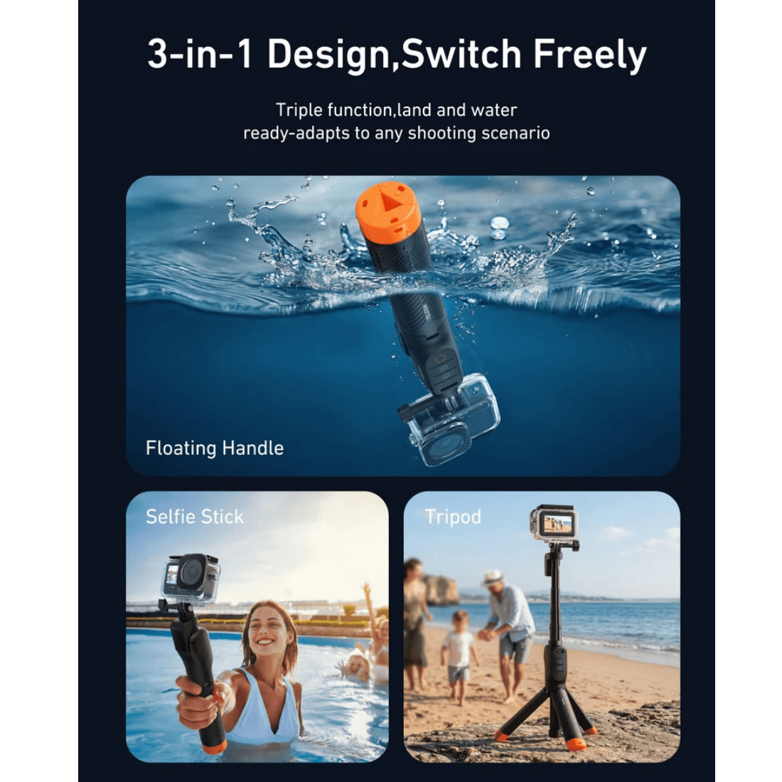 Telesin Floating Remote Selfie Stick For DJI Osmo Action 6/5 Pro/4