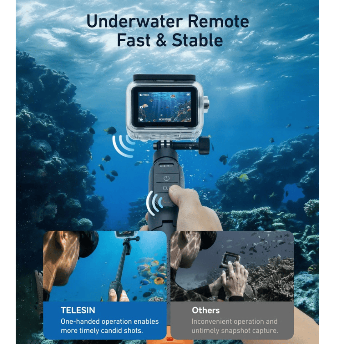 Telesin Floating Remote Selfie Stick For DJI Osmo Action 6/5 Pro/4
