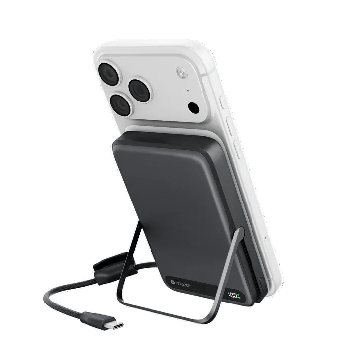 Mazer MagLink19 10,000mAh 15W PD27W Magnetic Wireless Charging Power Bank With Built-in USB-C Cable (CCC Certified)
