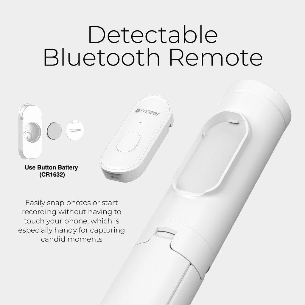 Mazer Foldafie Extend - Foldable Selfie Stick Tripod with Bluetooth Remote Control