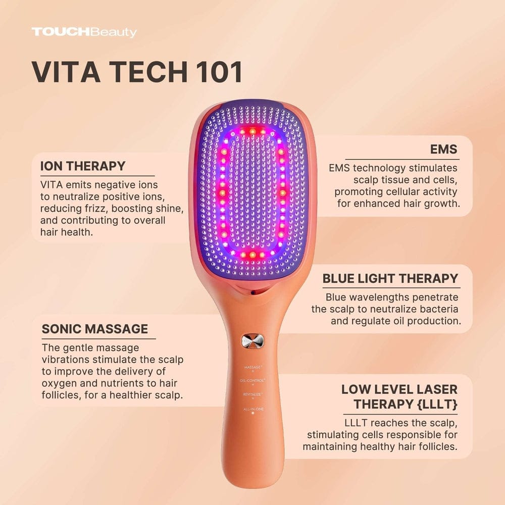 TOUCHBeauty VITA Scalp Massager Comb | LLLT, EMS & Ions