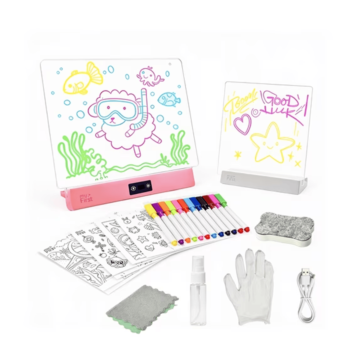 myFirst Sketch Clear Dual Light-Up Drawing Board Set