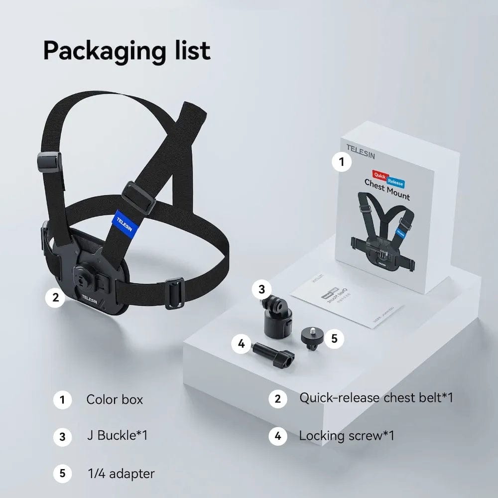 Telesin Quick Release Vest Chest Strap Mount 4 Action Camera