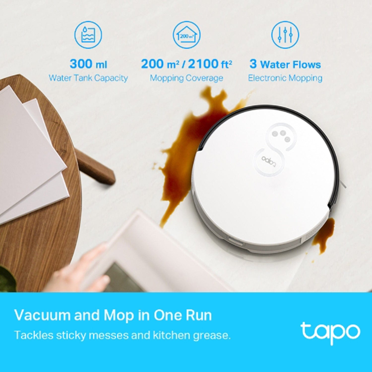 TP-Link Tapo RV10 Plus Robot Vacuum & Mop with Smart Auto-Empty Dock