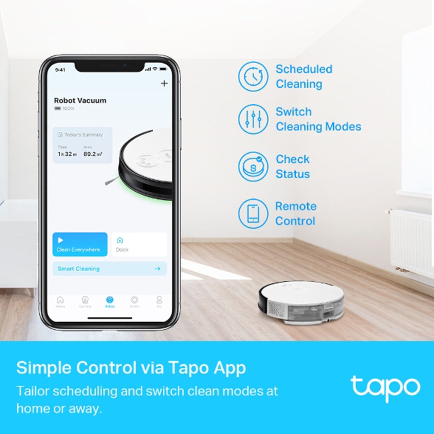 TP-Link Tapo RV10 Plus Robot Vacuum & Mop with Smart Auto-Empty Dock