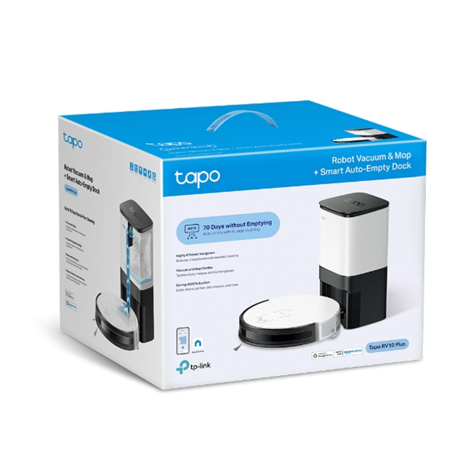 TP-Link Tapo RV10 Plus Robot Vacuum & Mop with Smart Auto-Empty Dock