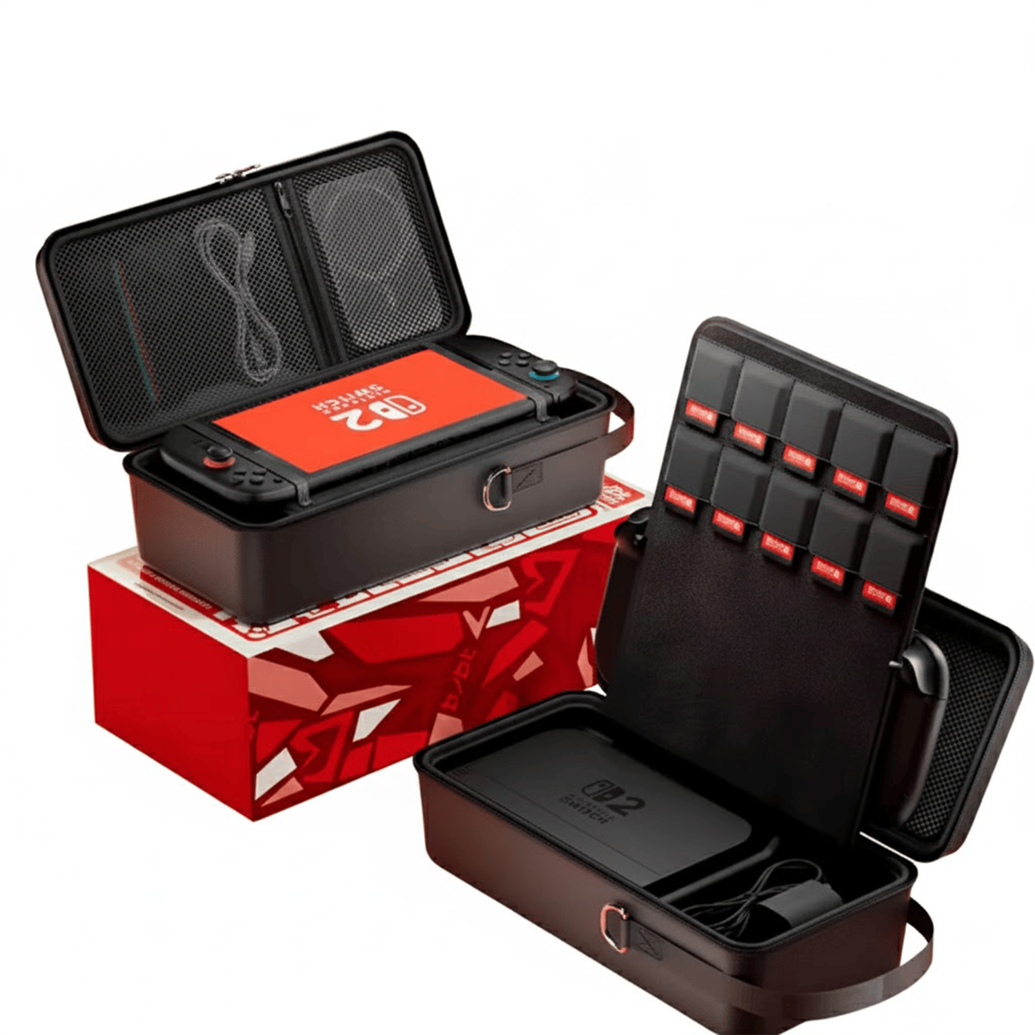 Large Capacity Carrying Case for Nintendo Switch 2 with Card Slots & Screen Protector