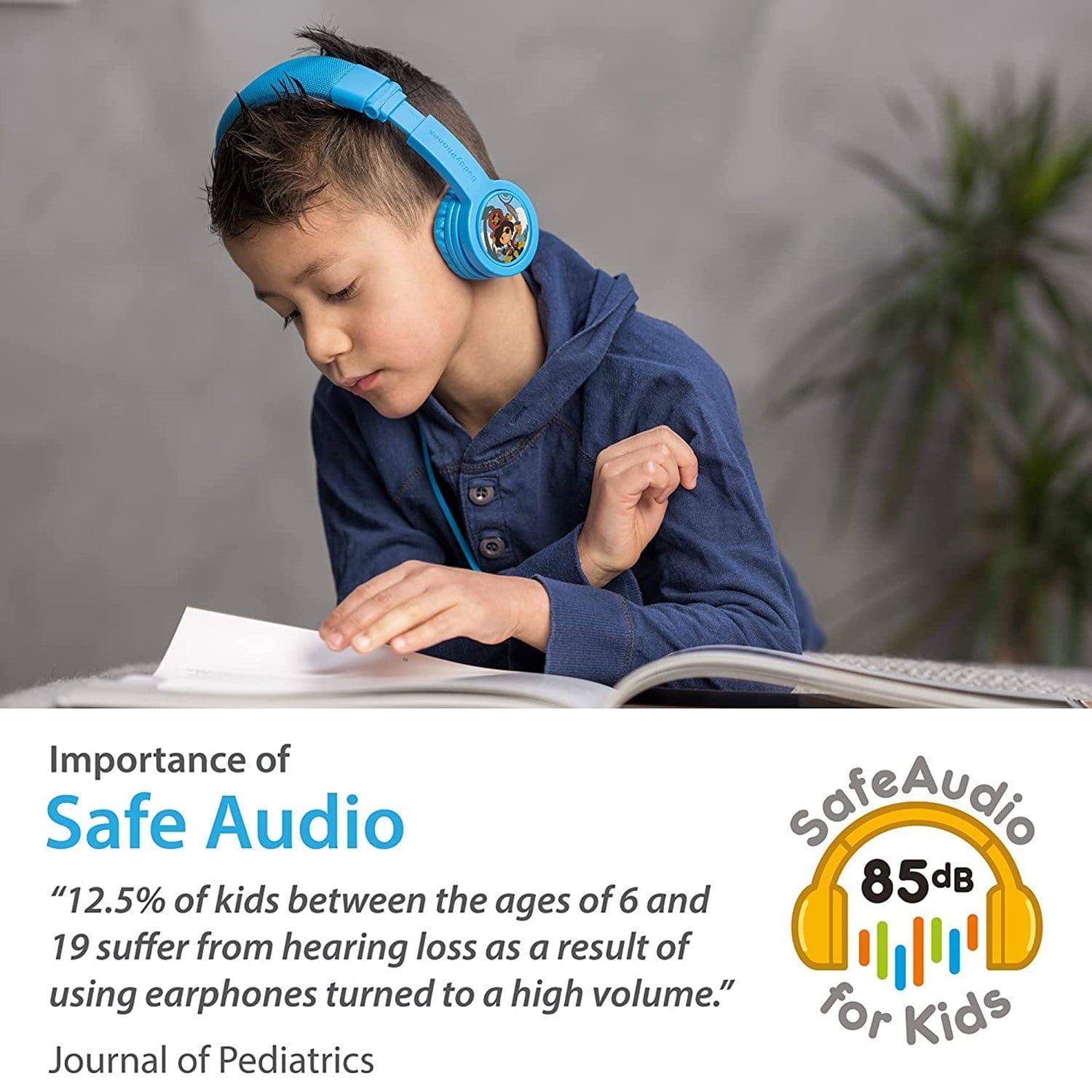 BuddyPhones Explore+ Wired Inline Mic Headphones