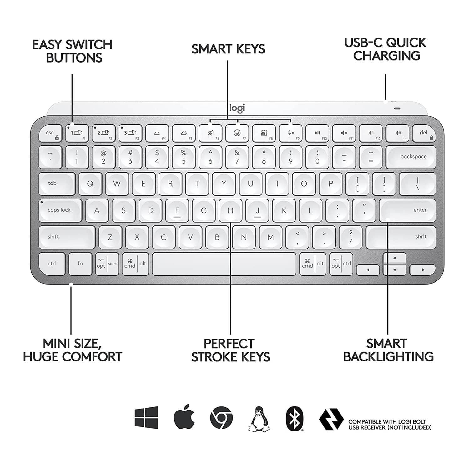 Logitech MX Keys Mini Wireless Bluetooth Keyboard