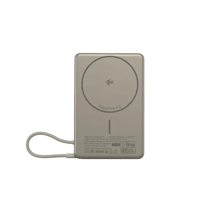 Mazer MagLink70 10,000 mAh Qi2 Certified 15W PD30W Magnetic Wireless Power Bank with Built in USB-C Cable (CCC Certified)