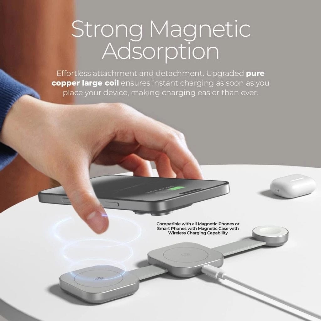 Mazer MagTrifold 03 Qi2 3in1 Foldable Wireless Travel Charger